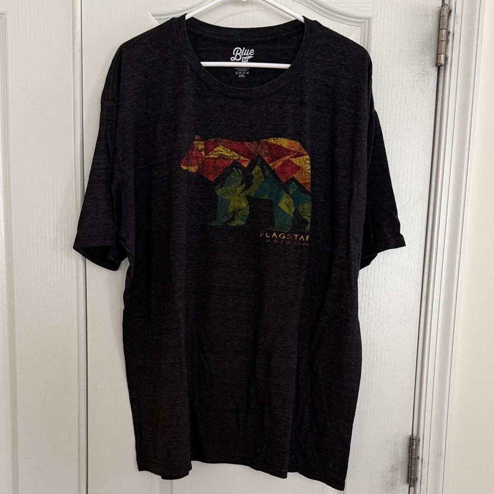 Blue 84 Black Short Sleeve Tee with Multicolor Geometric Bear